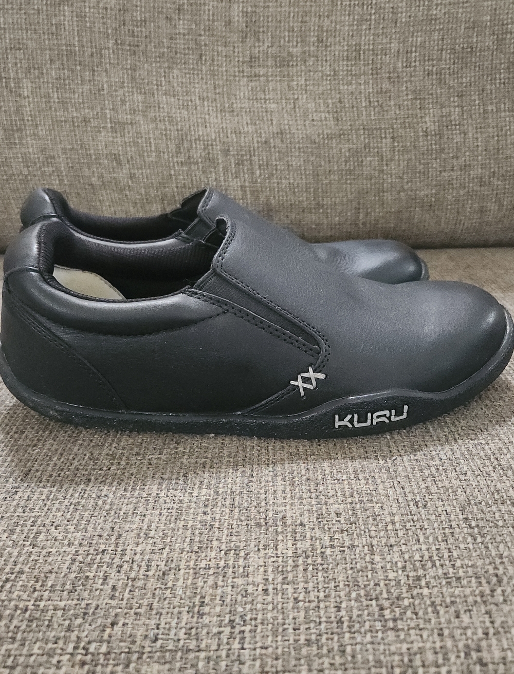 Kuru Kivi Black Leather Comfort Heel Support Shoes 8 Wide Plantar Fasciitis